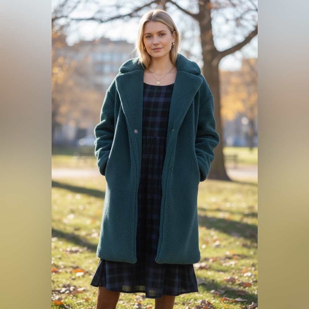 NWT MADEWELL Hunter Green (Re)sourced Sherpa Teddy Coat Small